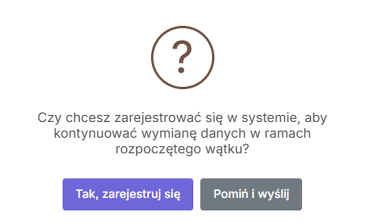 Powiadomienie o możliwości rejestracji w systemie w celu prowadzenia dalszej komunikacji w szyfujpoczte.pl