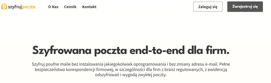 Jak zarejestrować się w szyfruj pocztę - przycisk rejestracji na stronie głównej