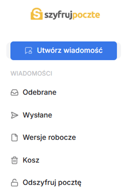 Przycisk tworzenia wiadomości w szyfruj pocztę