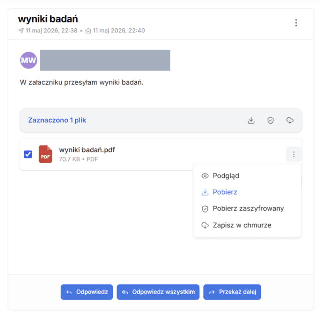 Otwarta wiadomość w szyfruj pocztę