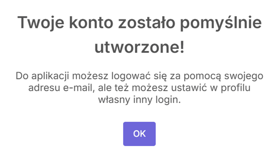 Widok potwierdzenia utworzenia konta członka zespołu w Szyfruj Pocztę
